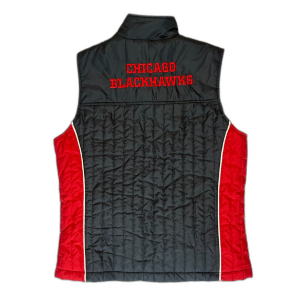 NHL GIII Sports Carl Banks Chicago Blackhawks Women's Vest Red Black EUC Small - Picture 2 of 8